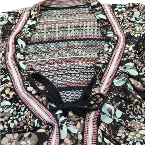 VTG Missoni Silk Wool Cardigan Sweater Tie Front Sheer Ruched Floral Feminine 40 - Picture 5 of 11